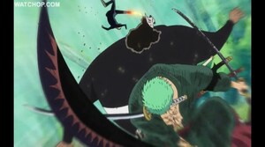 Zoro y Sanji destruyen un Pacifista