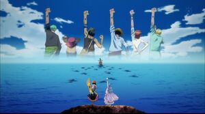 los mugiwaras se despiden de Vivi
