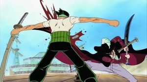 Mihawk derrota a Zoro