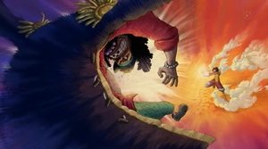 Luffy golpea a kurohige